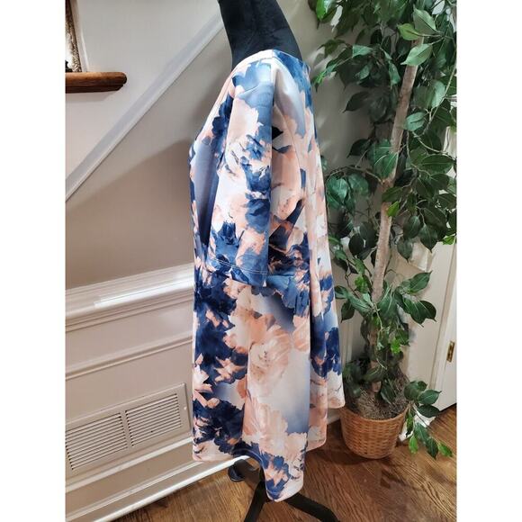 Tiana B Scuba Blue Polyester Round Neck 3/4 Sleeve Casual Knee Length Dress 6 - Picture 6 of 13